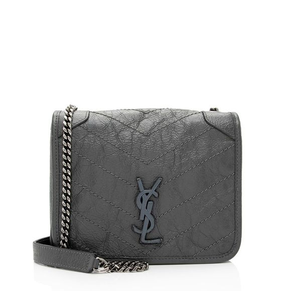 Saint Laurent Handbags - Saint Laurent Crinkled Calfskin Monogram Niki Chain Wallet